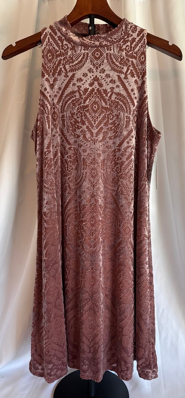 Burnout Velvet Swing Mini Dress Mauve Sleeveless Whimsigoth Y2K NWT Medium